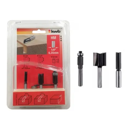 Set de Fresas Rectas KWB Einhell 1/4" 49757010 Accesorios fresadoras