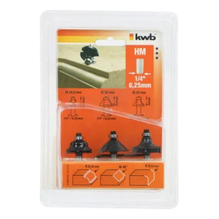 Set de Fresas para Molduras KWB Einhell 1/4" 49757020 Accesorios fresadoras