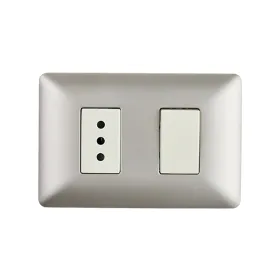 Interruptor Simple + Enchufe Stanford 10A 250V Champagne 3915 Electricidad