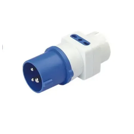 Adaptador enchufe Industrial 3x2pT 10/16A 220V Enchufes electricos