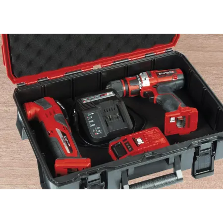 Kit taladro percutor TE-CD 18/48 + Esmeril Axxio 18/115 + bateria 4 ah + cargador + Maleta + set de brocas kit de herramienta