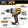 Taladro percutor dewalt 20V DCD1007B-B3 Taladro percutor inalambrico - vista detalle