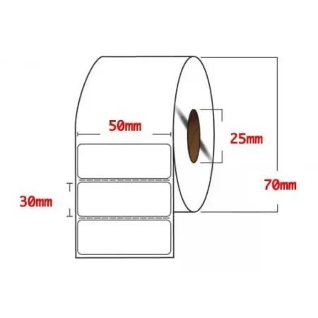 Rollo etiqueta adhesiva Semibrillo para Zebra 30x50 500 Uni Etiquetas adhesivas térmicas