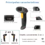 Lector de Código de Barras Inalámbrico y USB Utek UT-BSCW30 comprar en Chile