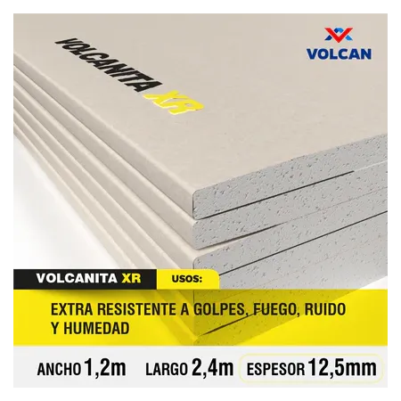 Plancha de Volcanita Extra Resistente XR ST 12,5 mm x 1,2 x 2,4 m Volcán