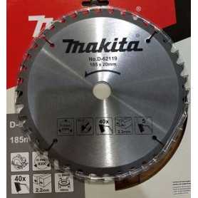 "TCT DISCO SIERRA 185mmx20mmx40T (anillo 15.88mm) Para Aluminio" D-62119 MAkita