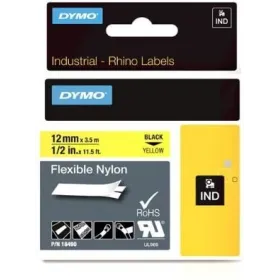 CINTA FLEX NYLON DYMO 1/2 IN (12MM) Negro/amarillo Cintas Rotuladoras