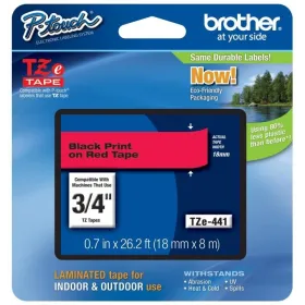 Cinta Rotuladora Brother TZe-441 Negro sobre Rojo 18 mm Cintas Rotuladoras