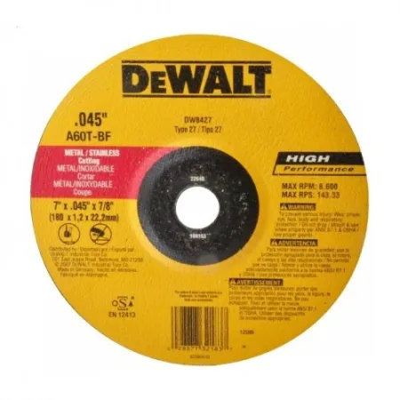 Disco Corte Metal e Inox DeWalt 7" x 1,1 x 22 mm DW8427-AR Accesorios de herramienta