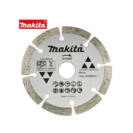Disco Diamantado Makita 105 x 20 mm para Granito, Mármol y Piedra D-63688 Accesorios discos