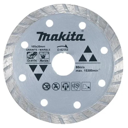 Disco Diamantado 105 mm x 20 mm Turbo Seco para Mármol y Granito Makita D-42553 Herramienta inalambrica sin bateria