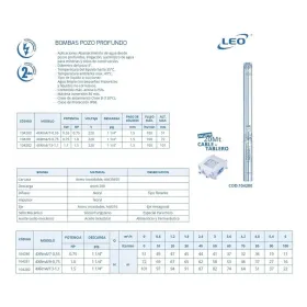 BOMBA POZO PROFUNDO LEO 4XRM4/8-0.55 + 20M CABLE