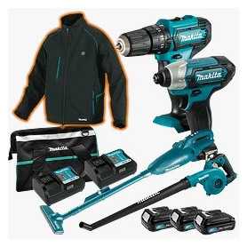 Kit Taladro + set aspirador makita inalámbrico 12v + Chaqueta climatizada CLX248-1