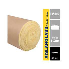 Lana de vidrio 80MM aislanglass rollo papel 1 cara  1.2X9,6 m