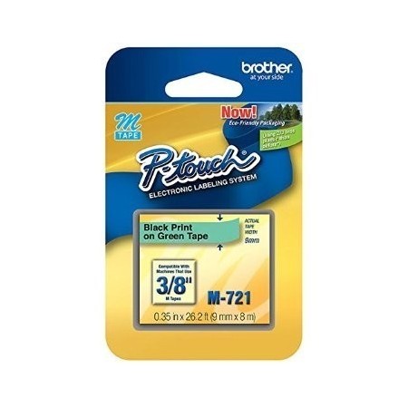 Cinta para rotuladora brother M721 9 mm negro sobre verde comprar en Chile
