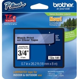 Cinta rotuladora Brother Negro sobre transparente 18 mm TZe141 comprar en Chile