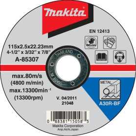 DISCO CORTE METAL 4.1/2"(115 X 2.5 X 22 mm.) RECTO - A30R