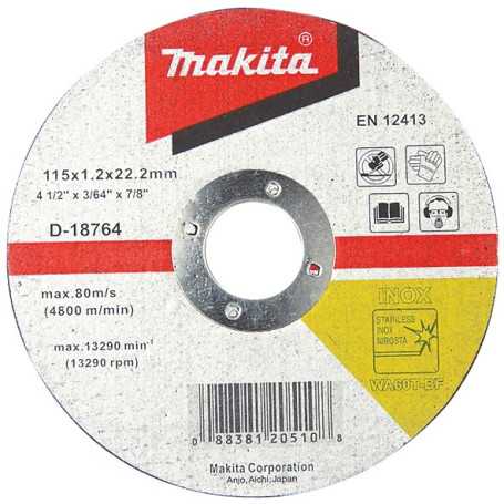 Disco de corte acero inoxidable makita 4-1/2" D-53350x10uni