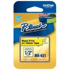 Cinta para Rotuladora Brother MK631 Negro sobre Amarillo 12 mm Original Cintas Rotuladoras