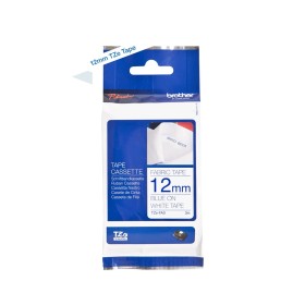 Cinta Textil Brother TZe-FA3 Azul sobre Blanco 12 mm x 3 m Original Cintas Rotuladoras