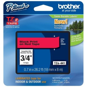 Cinta Rotuladora Brother TZe-441 Negro sobre Rojo 18 mm Cintas Rotuladoras