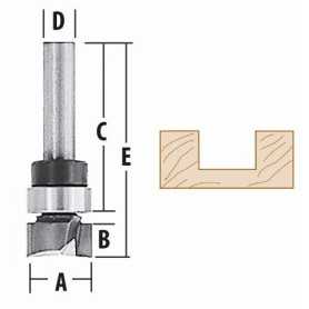 Fresa P/Encajes 2 Filos 1/2" X 1" C/Rodamiento Eje 1/4"