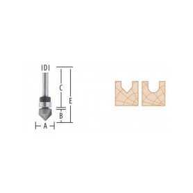 Fresa P/Ranuras En V 2 Filos 90¬∞ - 1/2" X 1/2" C/Rodamiento Eje 1/4"