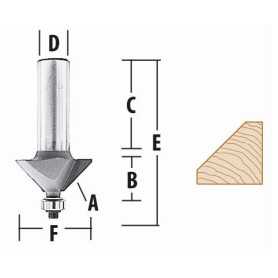 Fresa P/Biselar 45¬∞ - 1.1/4" X 1/2" C/Rodamiento Eje 1/4"