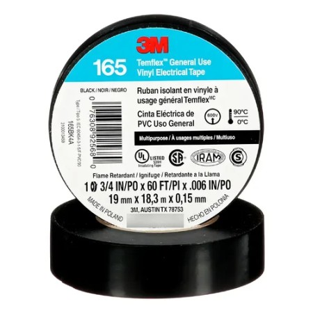 Cinta Aisladora Eléctrica 3M Temflex 165 Negra 19 mm x 18 m cinta electricas