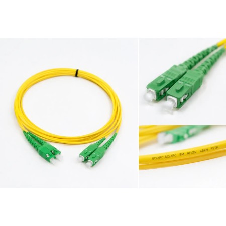 Jumper de Fibra Óptica SC/APC a SC/APC Monomodo Duplex 3 mm 10 Metros Jumper fibra optica Monomodo