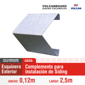 Perfil esquinero exterior siding  ZC 0.5mm L 2.5m Siding Fibrocemento