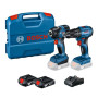 Kit Taladro Percutor GSB 185-LI + Llave de Impacto GDR 18V-200 Brushless + 2 Baterías 2.0Ah Bosch kit de herramientas