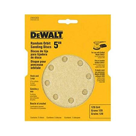 Disco de Lija DeWalt 5” Grano 80 Grueso Pack 5 Unidades DW4301-XJ Lijas