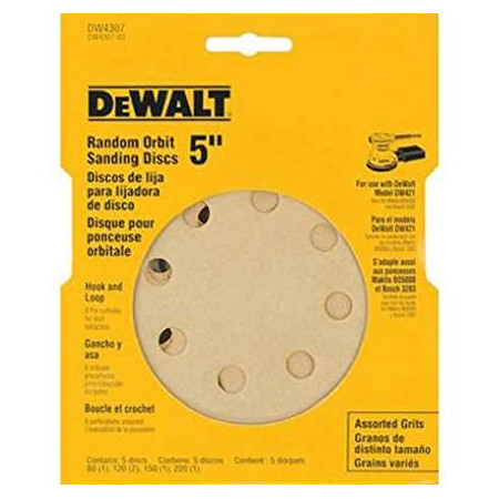Disco de Lija DeWalt 5” Grano Surtido Pack 5 Unidades DW4307-XJ Lijas