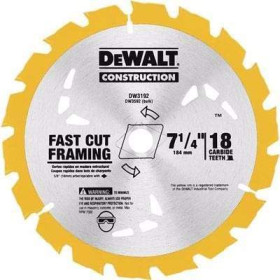 Disco Sierra DeWalt 7-1/4" 18 Dientes Corte Grueso DW3192 Accesorios de herramienta