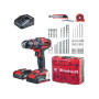 Taladro Percutor Inalámbrico 0-1500 40 NM 2 x 2,0 Ah, Cargador Rápido + E-box + Accesorios Einhell 4513992 Taladro percutor i