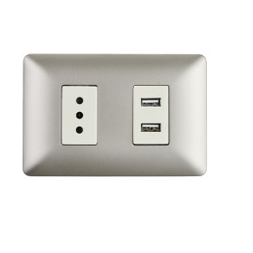 Enchufe Simple Stanford 10A 250V con USB Champagne 3948 Electricidad