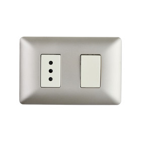 Interruptor Simple + Enchufe Stanford 10A 250V Champagne 3915 Electricidad