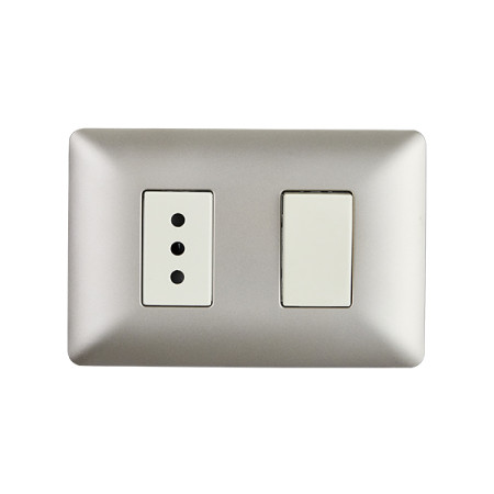 Interruptor Simple + Enchufe Stanford 10A 250V Champagne 3915 Electricidad