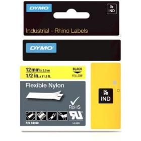 CINTA FLEX NYLON DYMO 1/2 IN (12MM) Negro/amarillo Cintas Rotuladoras