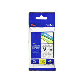 Cinta para Rotuladora Brother TZEs121 Adhesivo Doble 9mm Negro sobre Transparente Cintas Rotuladoras