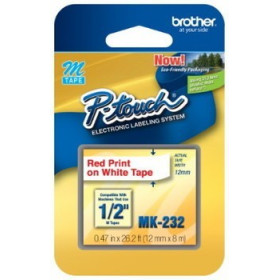 Cinta Brother M-K232 Rojo sobre Blanco 12 mm Tecnologia