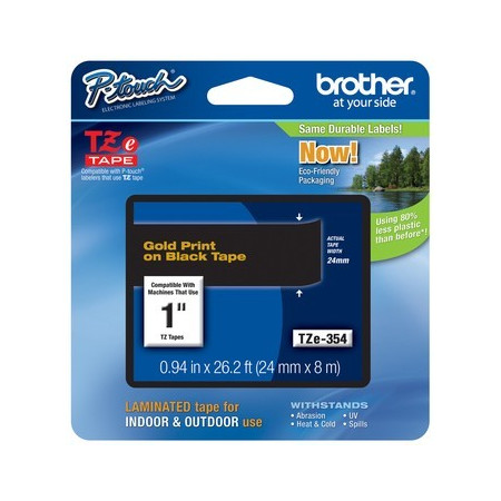 Cinta Brother TZe-354 Dorado sobre Negro 24 mm Tecnologia