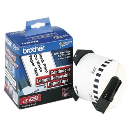 Etiqueta Continua Brother DK-4205 62 mm x 30,48 m Removible Original Etiquetas de Impresora