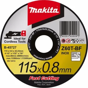 Disco Abrasivo 115*1.2 Wa60T Corte Acero Inox 10Pz Disco abrasivos