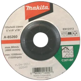 Disco Corte Piedra 5" (125 X 3 X 22Mm.) C.D. - C30T Makita Disco abrasivos