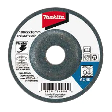 Disco Flexible 4-/2" (115X3X22Mm) Ac60, 2G, Blk Makita
