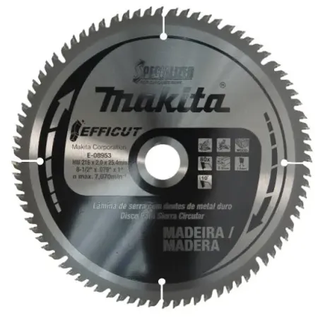 Sierra Disco de Sierra Makita 8 1/2 216 Mm X 80 T Madera Efficut Accesorios discos