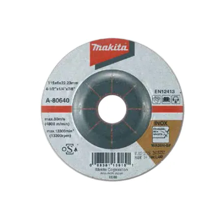 DISCO DESBASTE ACERO INOX. 115 X 6 X 22,23mm PARA TRABAJO PESADO Makita