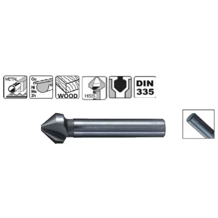 Fresa Conica Avellanada 3 Filos - 6.3 x 31 mm. - Para Taladros de Rot. toma Hex Accesorios de herramienta